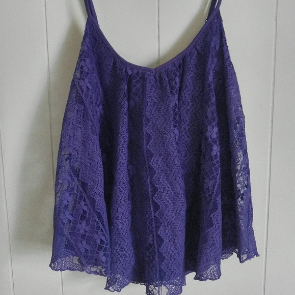 SmaleXPRESS Purple Crop top double layer / Lace - Picture 1 of 4